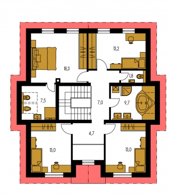 Image miroir | Plan de sol du premier étage - KLASSIK 160